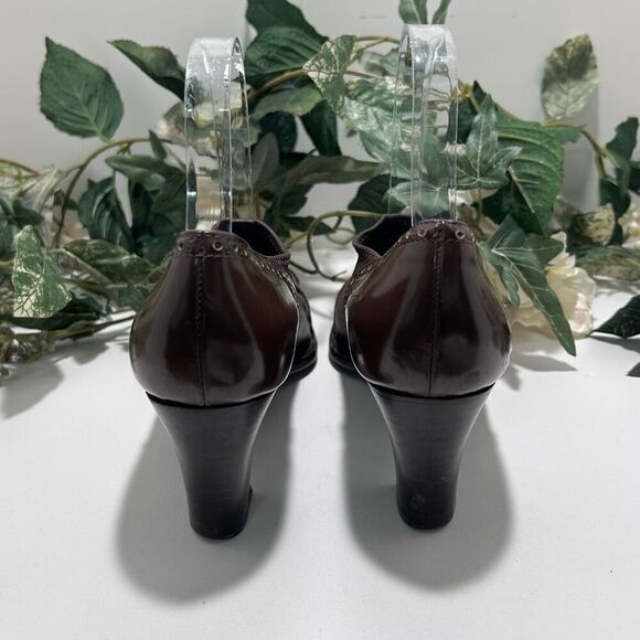 Vintage Bruno Magli Leather Pumps Women's Size 38 Brown Square Toe Slip-on - Picture 4 of 15